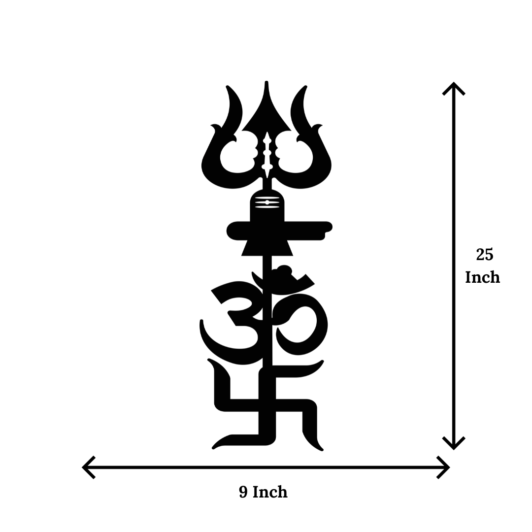 Artrooms Om Swastik Metal Wall Art - Wall Decoration | Wall Hanging (9x25 inch) | Black Matte Finish