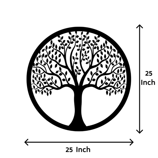 Artrooms Tree Metal Wall Art - Wall Decoration | Wall Hanging (25x25 inch) | Black Matte Finish