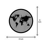 Artrooms World Map Metal Wall Art - Wall Decoration | Wall Hanging ((25x25 inch) | Black Matte Finish