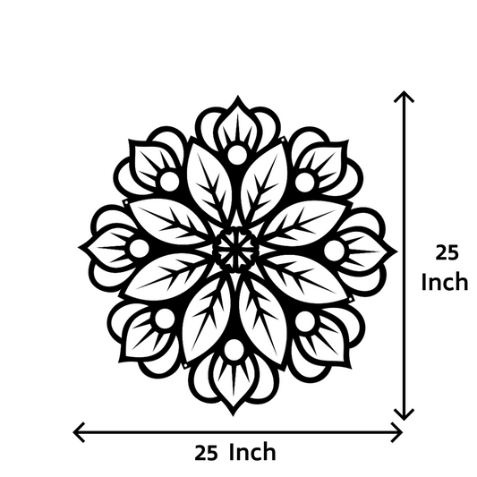 Artrooms Floral Metal Wall Art - Wall Decoration | Wall Hanging (25x25 inch) | Black Matte Finish