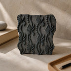 Vintage Hand-Carved Wooden Printing Block – Flame Leaf Vine