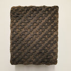 Hand-carved antique Indian wooden printing block with diagonal lattice design