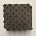 Vintage Indian wooden printing block featuring dotted floral cluster design