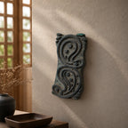 Vintage Hand-Carved Wooden Printing Block – Double S-Curve Paisley Scroll