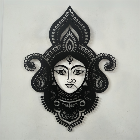 Artrooms Durga Metal Wall Art - Wall Decoration | Wall Hanging (18x24 inch) | Black Matte Finish