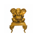 Front view of brass decorative stand with swastik design for Ganesha idol