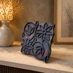 Vintage Hand-Carved Wooden Printing Block – Blooming Vine Cluster