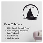 Artrooms Sailboat Metal Wall Art - Wall Decoration | Wall Hanging (24x25 inch) | Black Matte Finish