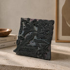Vintage Hand-Carved Wooden Printing Block – Bird & Floral Panel