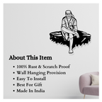 Artrooms Sai Baba Metal Wall Art - Wall Decoration | Wall Hanging (21x24 inch) | Black Matte Finish