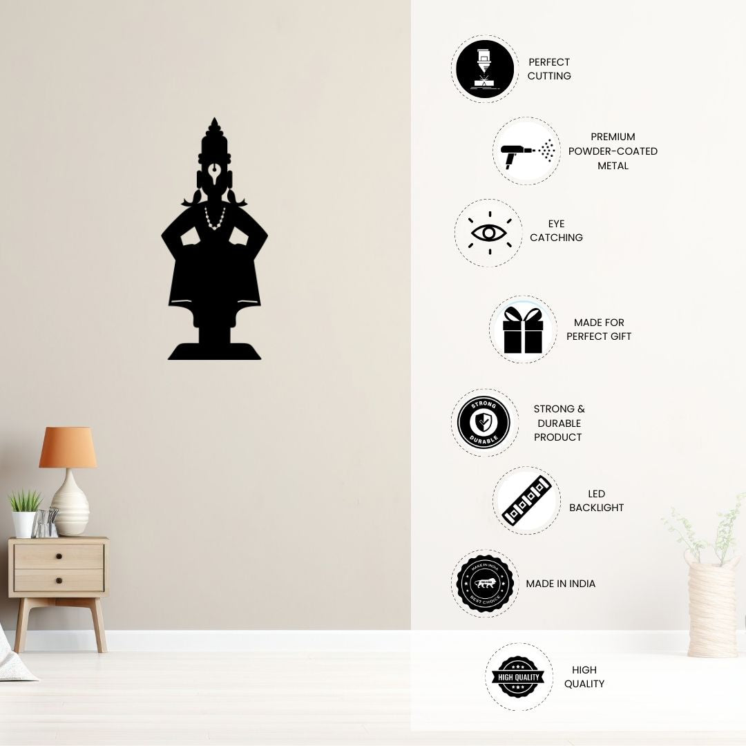details of vitthal metal wall art with light art 