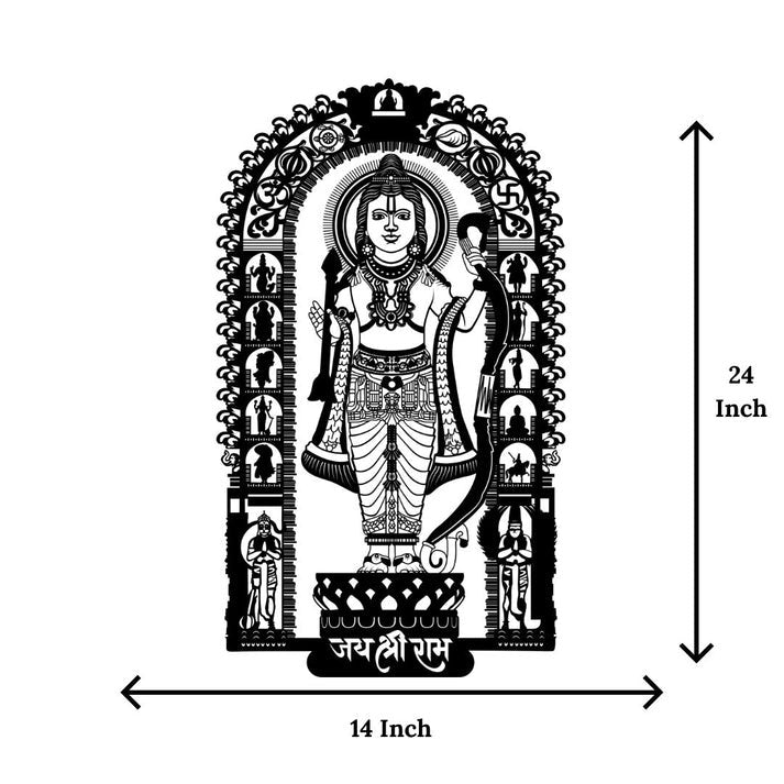 Ram Lalla Metal Wall Art With Light size 14x 24 inch