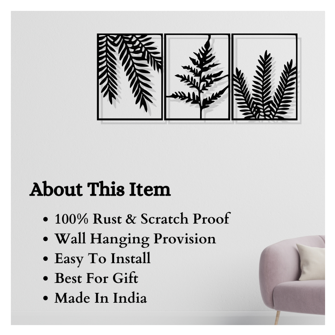 Artrooms Trees Metal Wall Art - Wall Decoration | Wall Hanging (57x25 inch) | Black Matte Finish