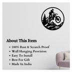 Artrooms  Bike Rider Metal Wall Art - Wall Decoration | Wall Hanging (25x25 inch) | Black Matte Finish