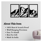 Artrooms Mountain Metal Wall Art - Wall Decoration | Wall Hanging (50x25 inch) | Black Matte Finish