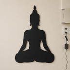 Meditating Buddha LED Backlit Metal Wall Art