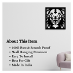 Artrooms Lion Metal Wall Art - Wall Decoration | Wall Hanging (23x25 inch) | Black Matte Finish