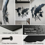 Artrooms World Map Metal Wall Art - Wall Decoration | Wall Hanging (24x20 inch) | Black Matte Finish