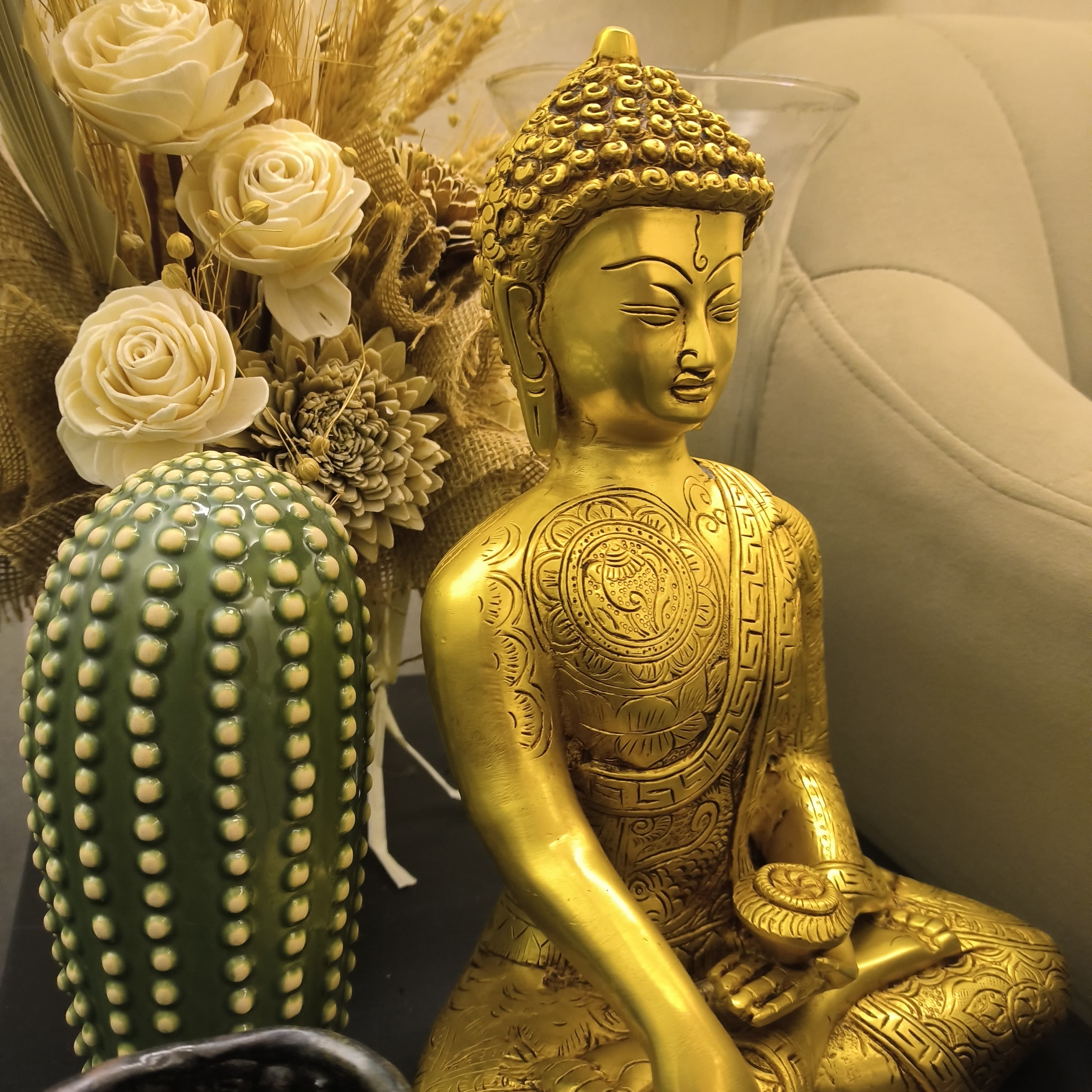 Elegant Gautam Buddha Statue Brass Idol for Home Vastu and Positivity