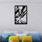 Anime wall art of Goku Metal Wall Decor displayed above sofa in modern room