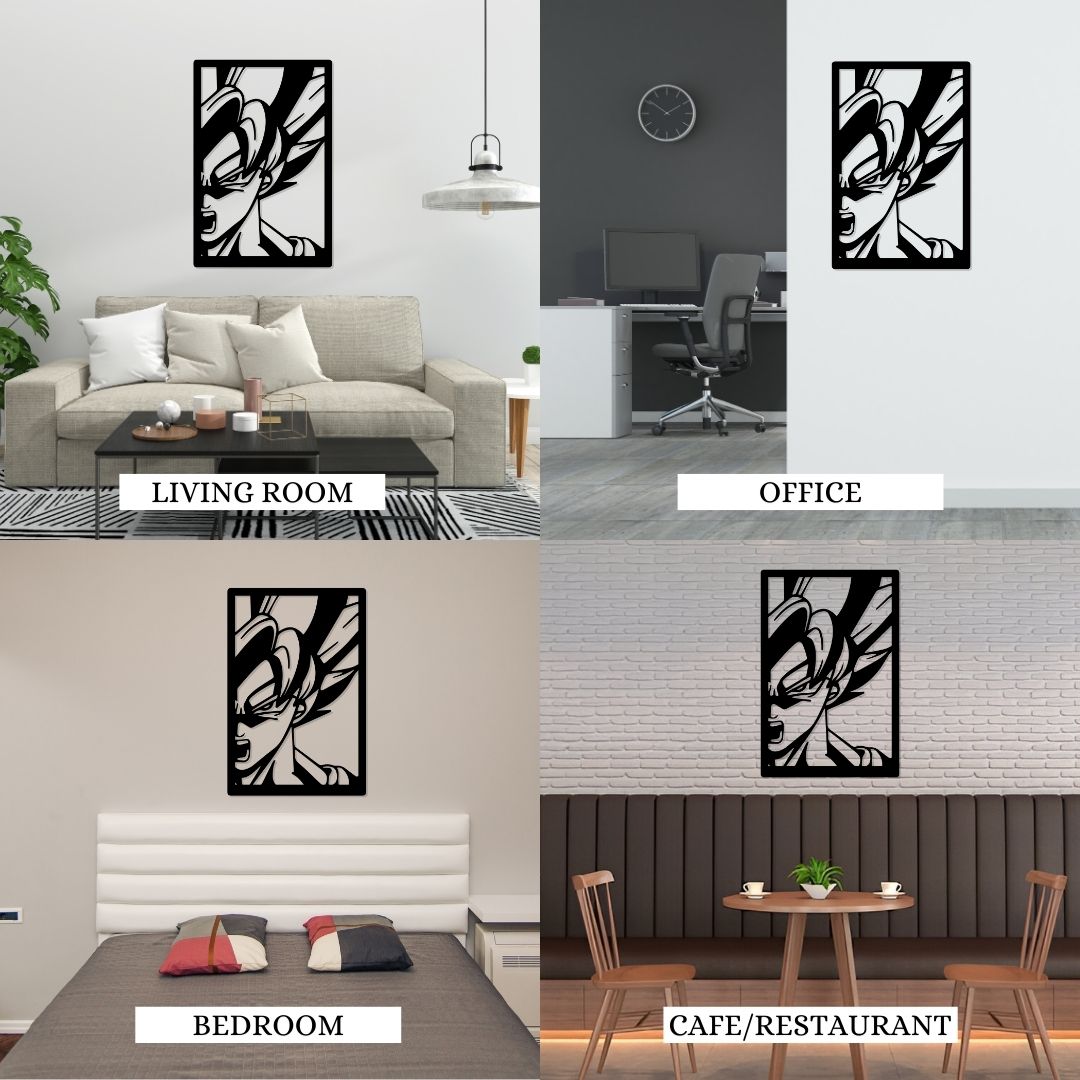 Goku Metal Wall Art anime wall decor for living room, office, bedroom, and cafe