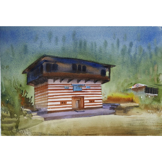 Water Color Handmade Painting 18 X 11 Inch - (House1)