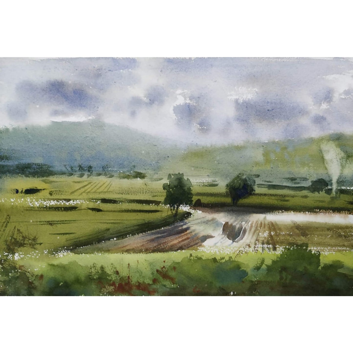 Water Color Handmade Painting 18 X 11 Inch - (Landscape3)