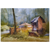 Water Color Handmade Painting 18 X 11 Inch - (House10)
