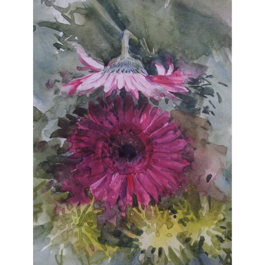 Water Color Handmade Painting 18 X 11 Inch - (Flower12)