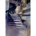 Water Color Handmade Painting 18 X 11 Inch - (Stairs38)