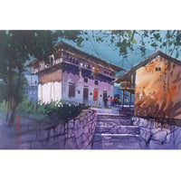 Water Color Handmade Painting 18 X 11 Inch - (House39)
