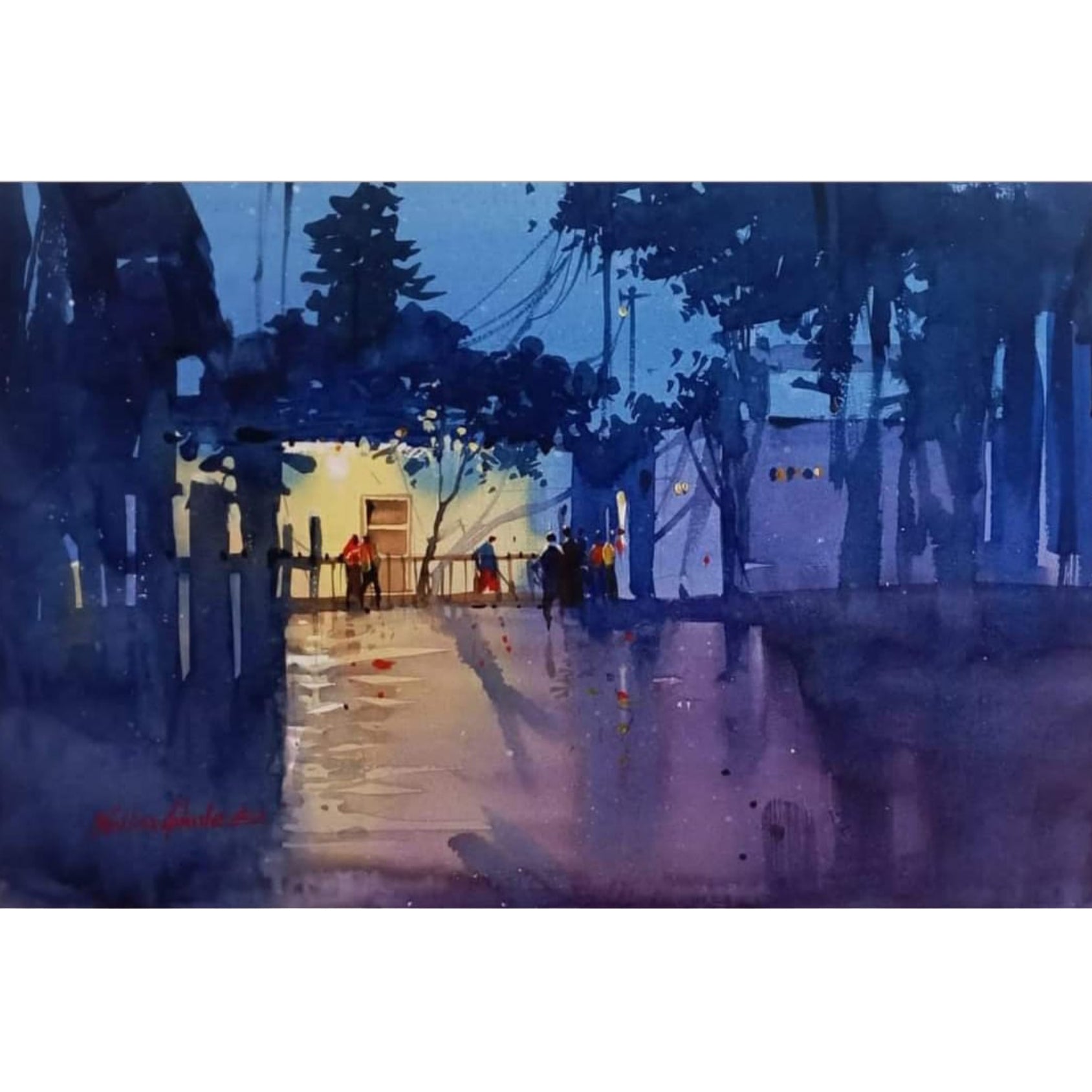 Water Color Handmade Painting 18 X 11 Inch - (House44)