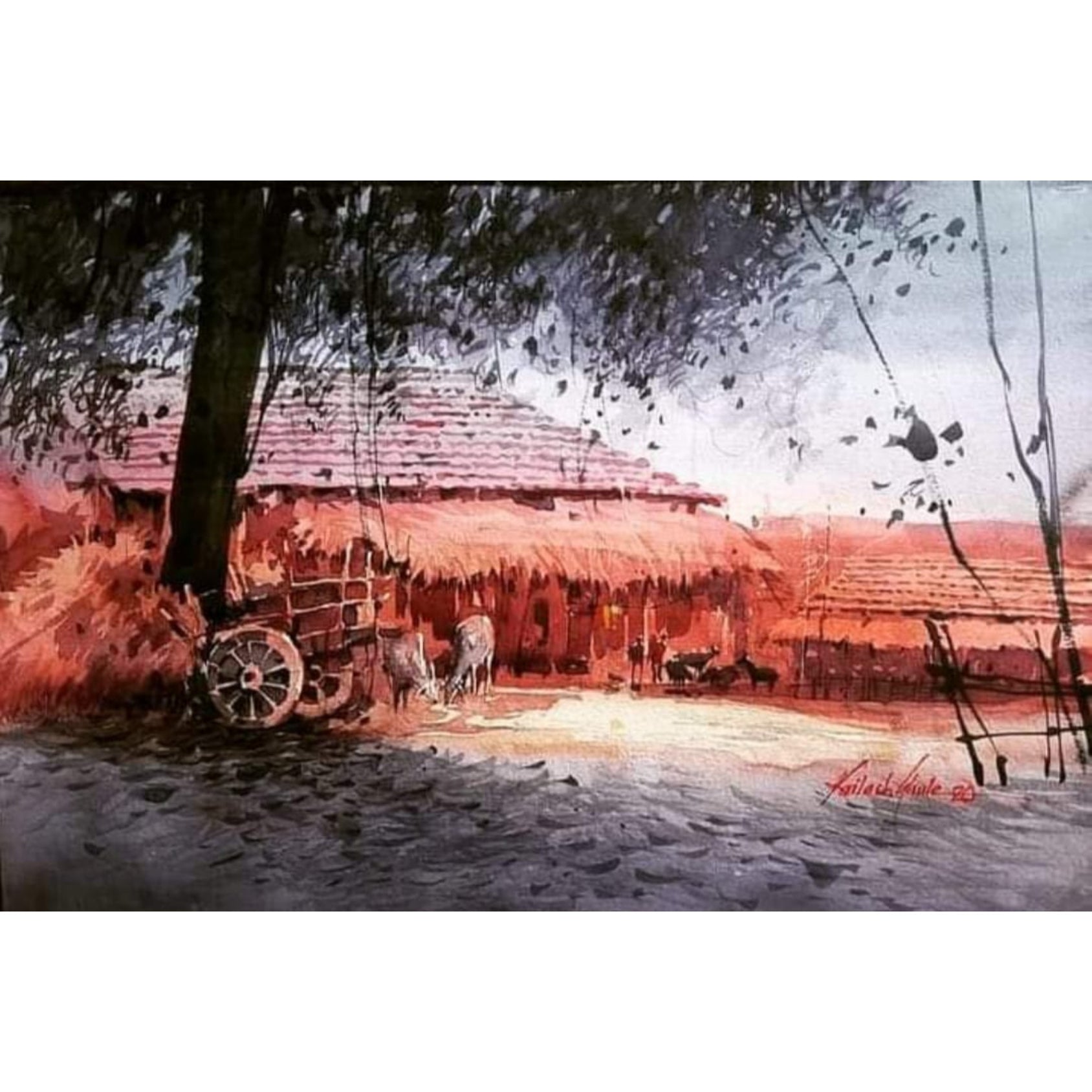 Water Color Handmade Painting 18 X 11 Inch - (House45)