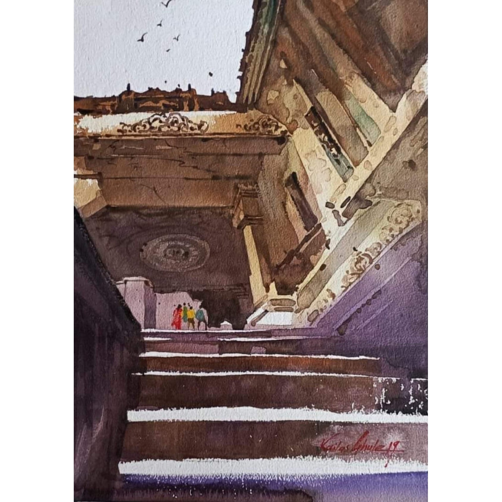 Water Color Handmade Painting 18 X 11 Inch - (Monument46)