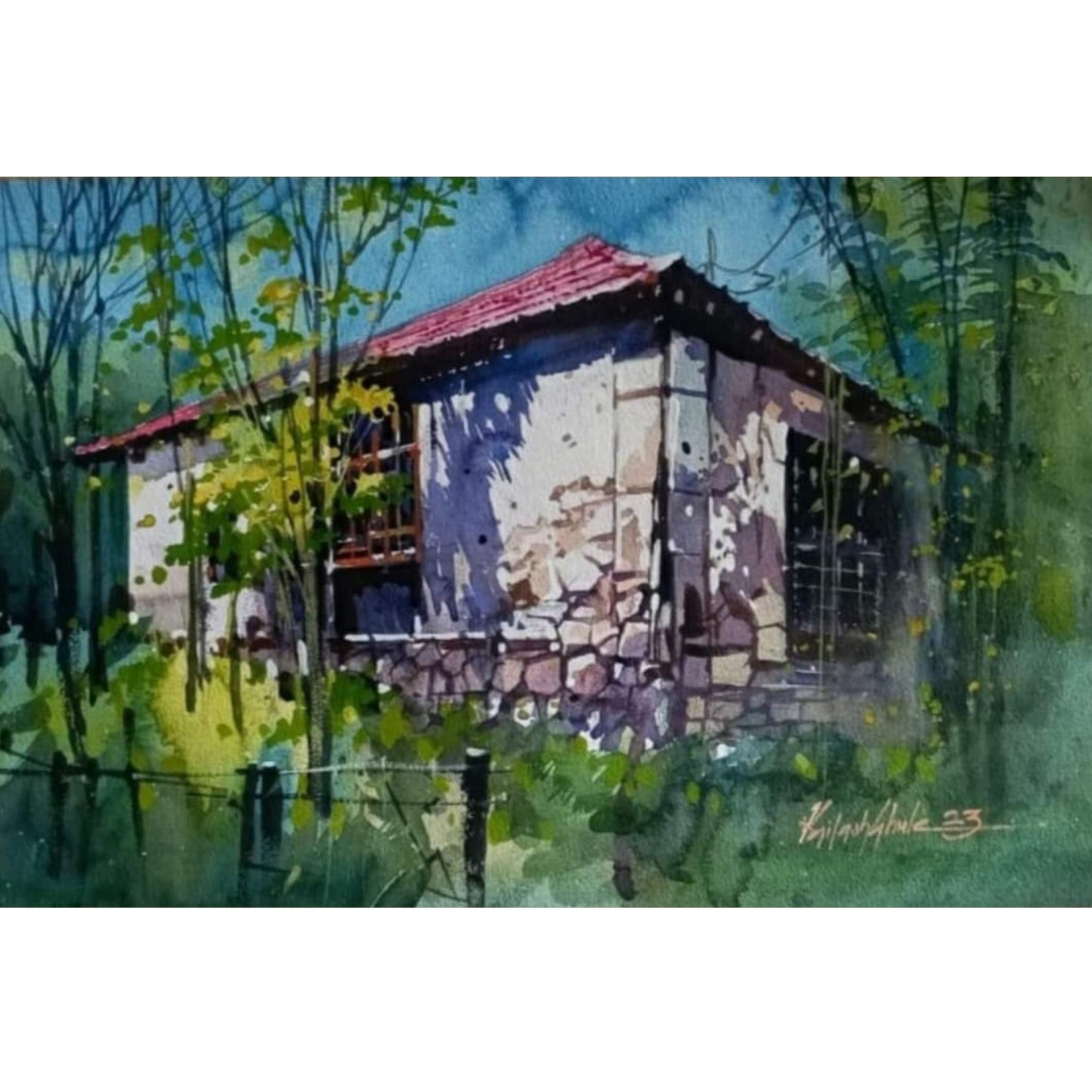 Water Color Handmade Painting 11 X 18 Inch - (House60)