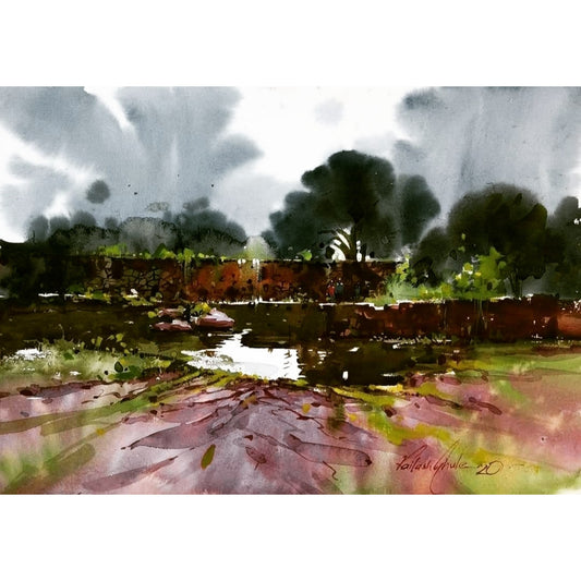 Water Color Handmade Painting 11 X 18 Inch - (Landscape72)