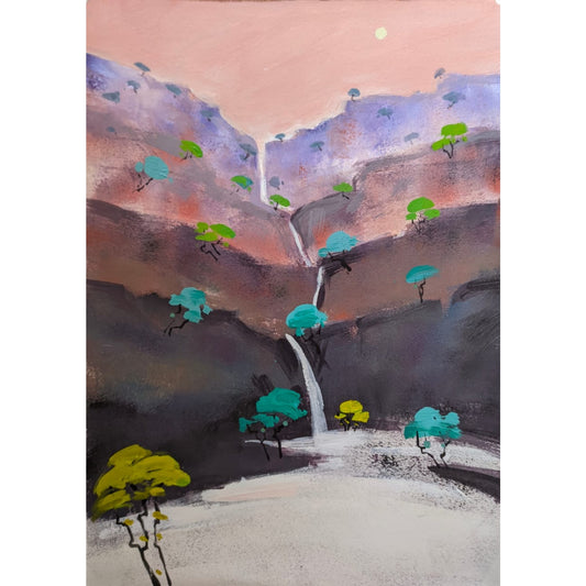 Water Color Handmade Painting 11 X 18 Inch - (Mountain93)