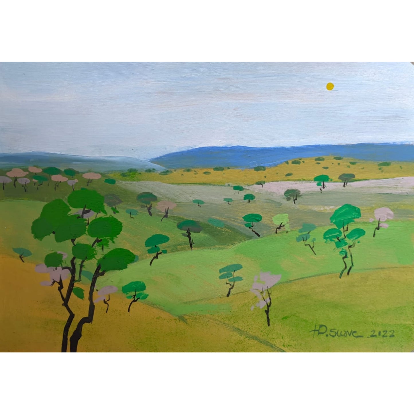 Water Color Handmade Painting 11 X 18 Inch (Mountain94)