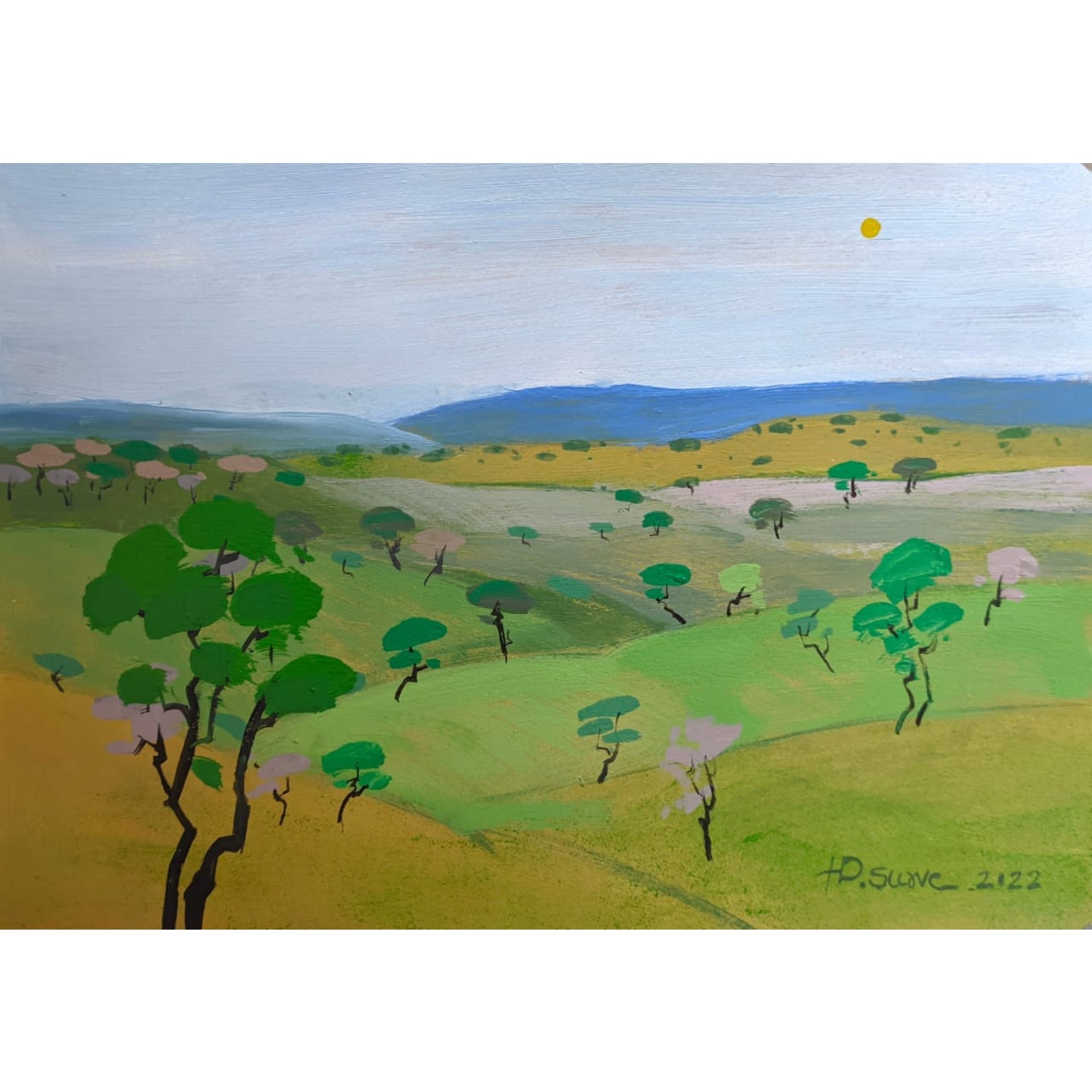 Water Color Handmade Painting 11 X 18 Inch (Mountain94)