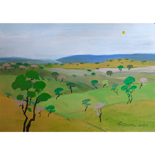 Water Color Handmade Painting 11 X 18 Inch (Mountain94)