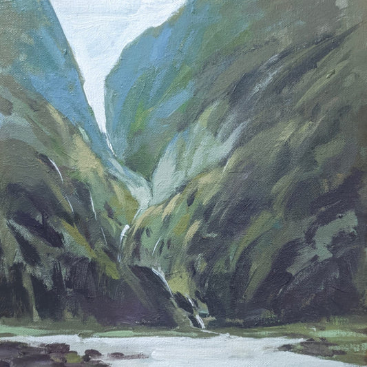 Water Color Handmade Painting 11 X 18 Inch - (Mountain97)