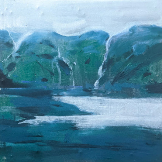 Water Color Handmade Painting 11 X 18 Inch - (Mountain101)