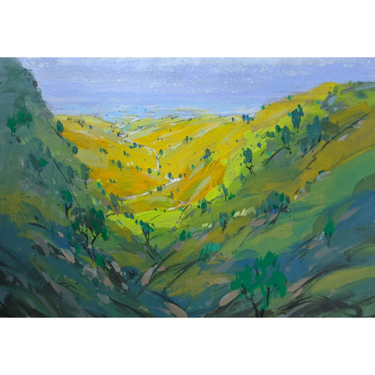 Water Color Handmade Painting 11 X 18 Inch - (Mountain106)