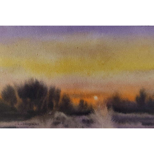 Water Color Handmade Painting 11 X 18 Inch - (Landscape125)