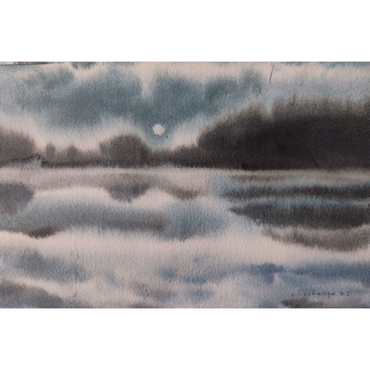 Water Color Handmade Painting 11 X 18 Inch - (landscape127)