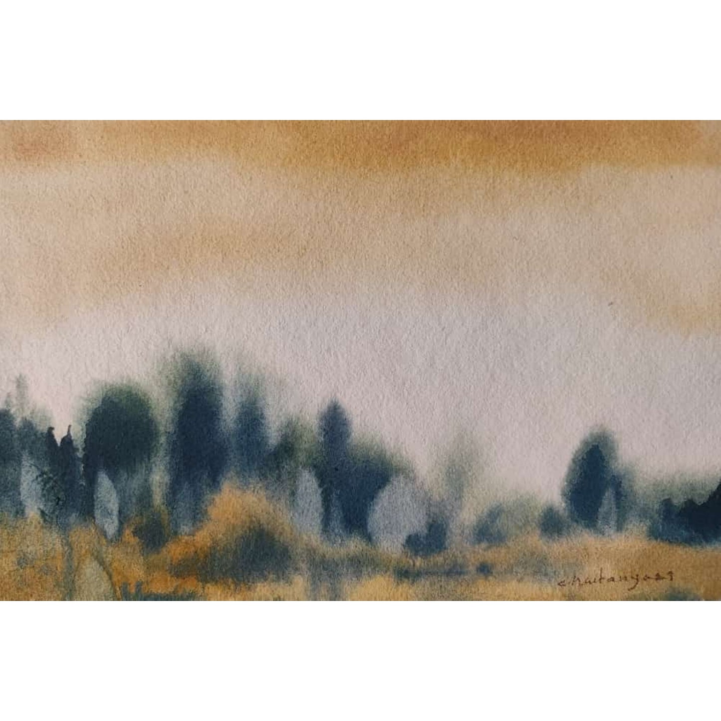 Water Color Handmade Painting 11 X 18 Inch - (Landscape128)