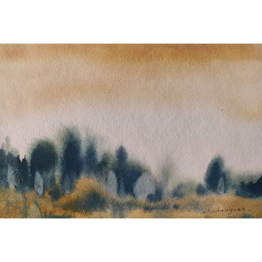 Water Color Handmade Painting 11 X 18 Inch - (Landscape128)