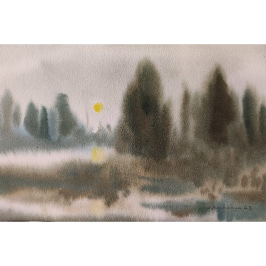Water Color Handmade Painting 11 X 18 Inch - (Landscape131)