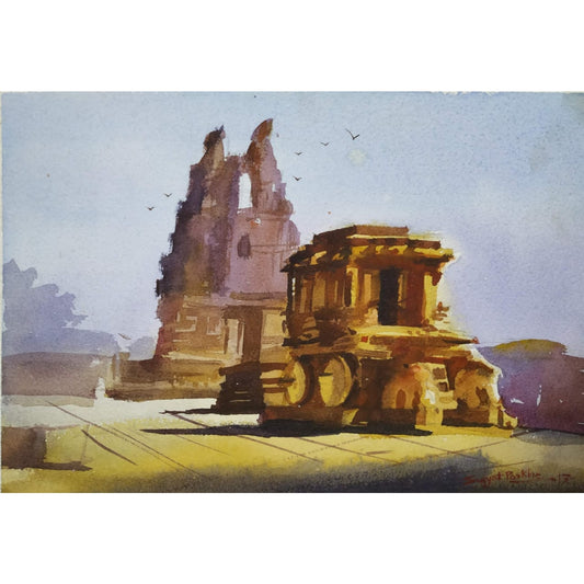 Water Color Handmade Painting 11 X 18 Inch - (Mountain139)