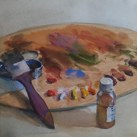 Water Color Handmade Painting 11 X 18 Inch - (Composition146)